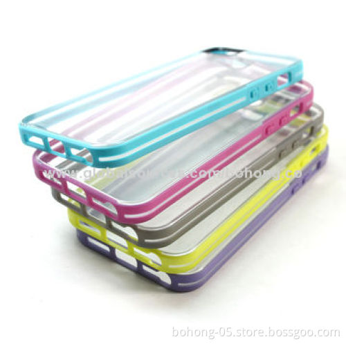 TPU Cases for iPhone 5S, High-transparent PC Back, Camera Slot with Black Circle